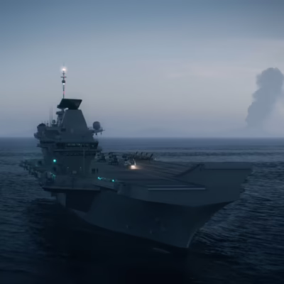 HMS Queen Elizabeth Chinook launch