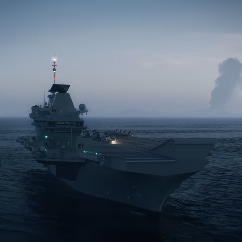 HMS Queen Elizabeth Chinook launch